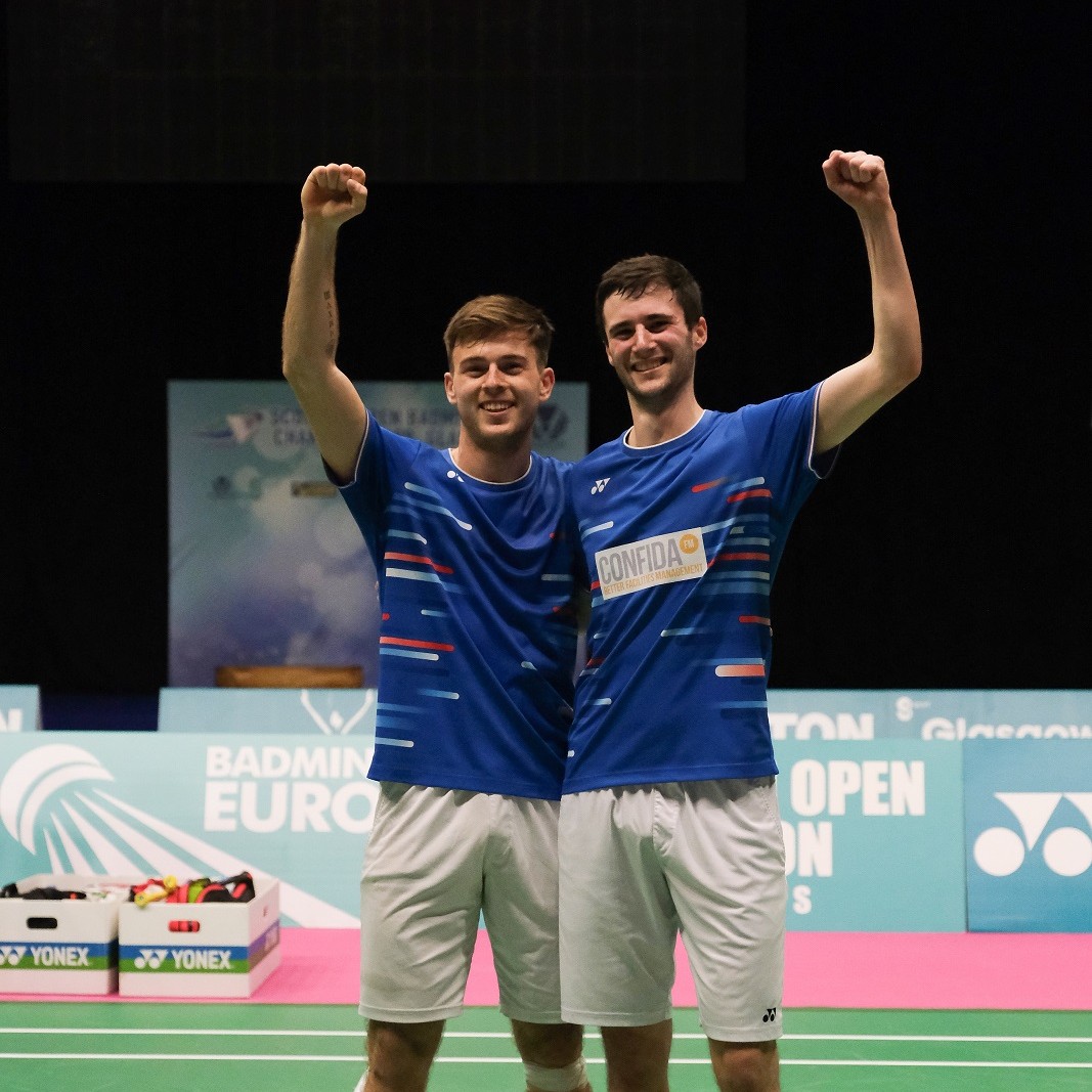 Adam Hall and Alex Dunn celebrating